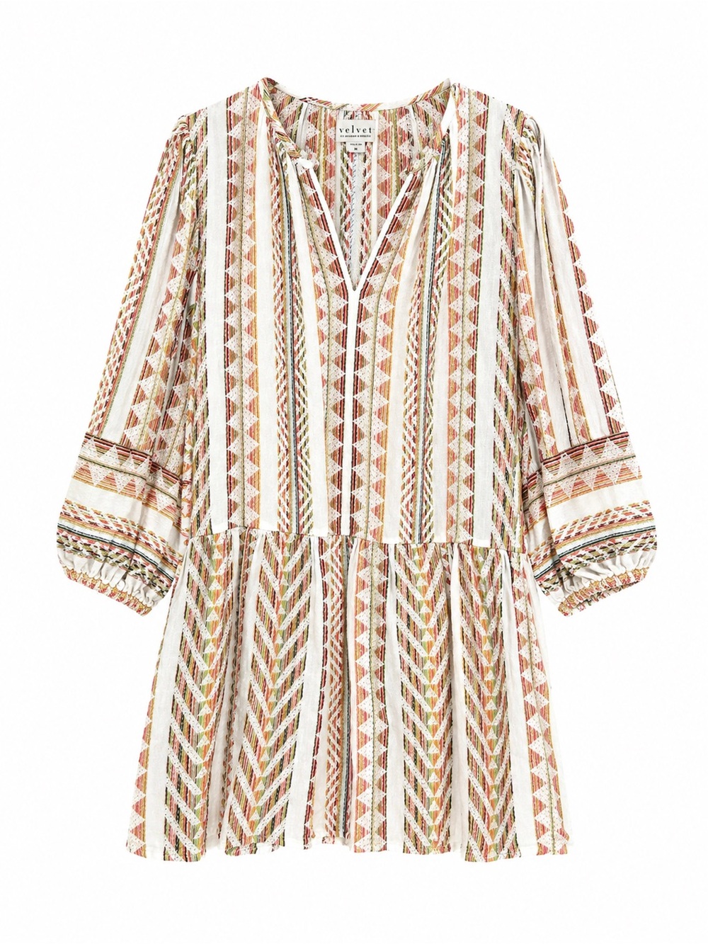 Velvet by Graham & Spencer Rust and Cream Striped Boho Mini Dress